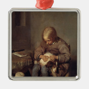 Der Floh-Fänger c.1655 Silbernes Ornament