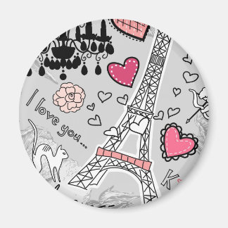 Der Floral Paris Eiffelturm ist schwarz, rosa und Magnet