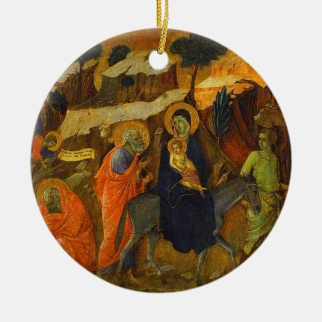 Der Flug in Ägypten durch Duccio schöne Kunst Keramik Ornament (Vorne)