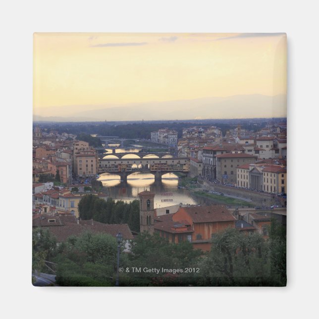 Der Fluss Arno und die Ponte Vecchio in Florenz, Magnet (Vorne)