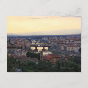 Der Fluss Arno und die Ponte Vecchio in Florenz, Postkarte