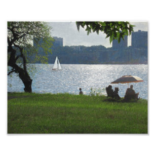 Der Fluss auf einem warmen Sommer-Abend Fotodruck