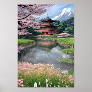 Der Fluss Lazy am Tempel Poster