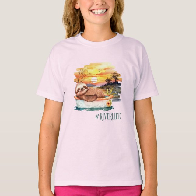 Der Fluss Life Sloth | T - Shirt für Niedliche Mäd (Vorderseite)