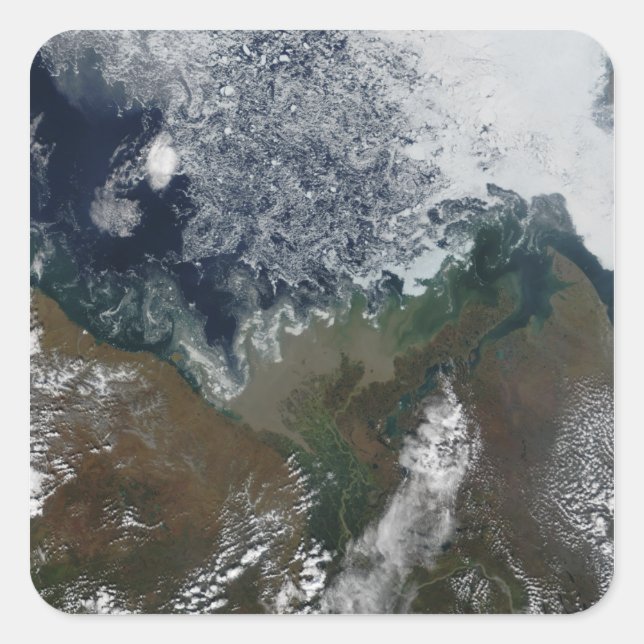 Der Fluss Mackenzie emporströmt in die Bucht von M Quadratischer Aufkleber (Vorderseite)