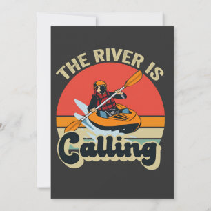Der Fluss ruft lustiges Kajaking Retro Outdoor Einladung