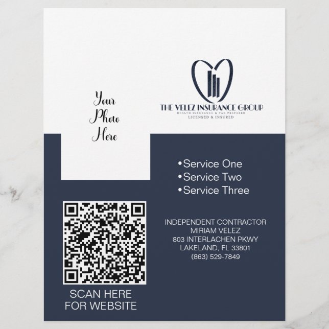 Der Flyer der Versicherungsgruppe Velez (Vorne)