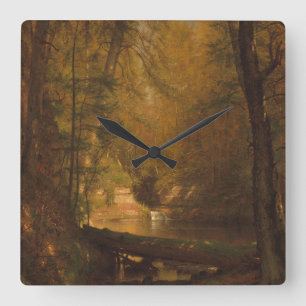 Der Forellenpool (1870) Artwork - Wall Clock Quadratische Wanduhr