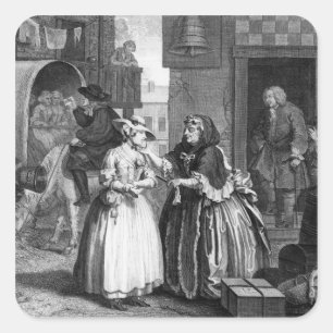 Der Fortschritt eines Harlots Quadratischer Aufkleber