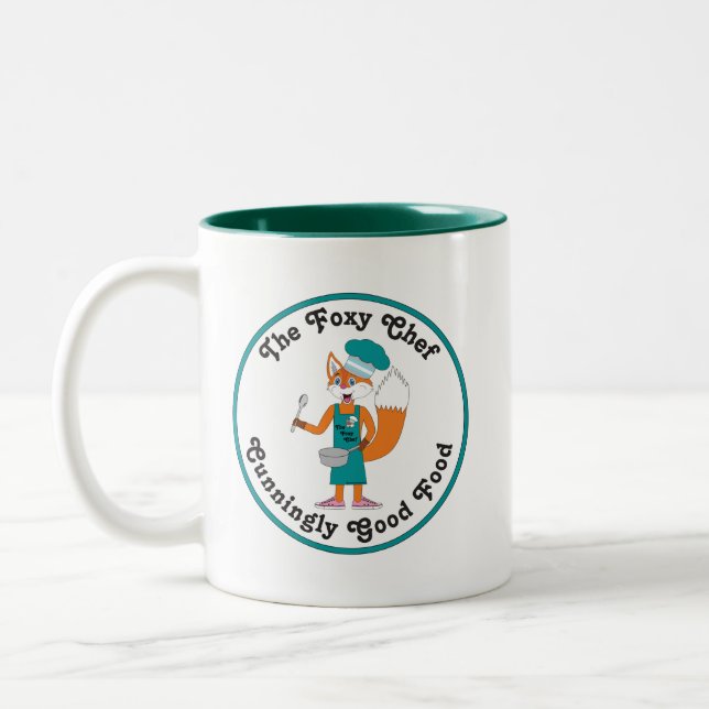 Der Foxy-Koch - Cunntly Good Food-Logo-Tasse Zweifarbige Tasse (Links)