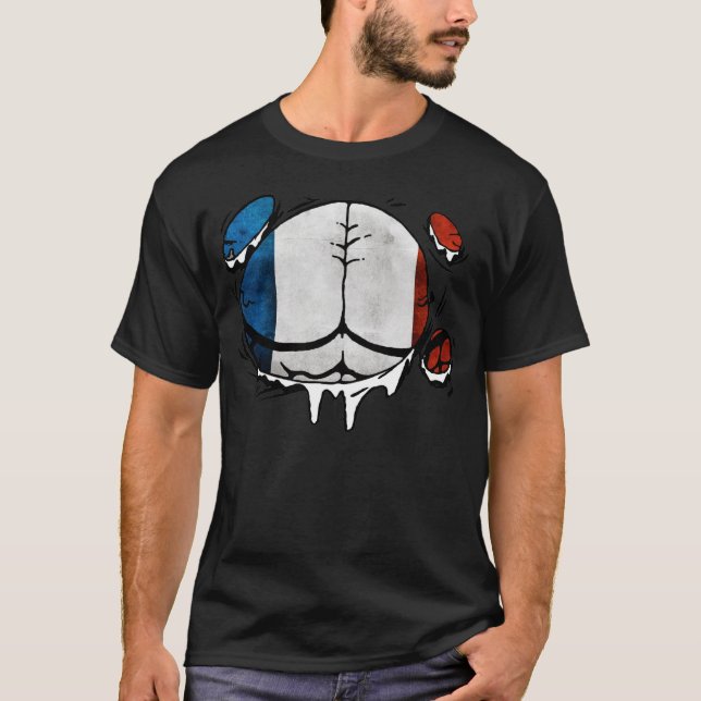 Der Frankreich-Flaggen-Körper Muscles lustiges T-Shirt (Vorderseite)