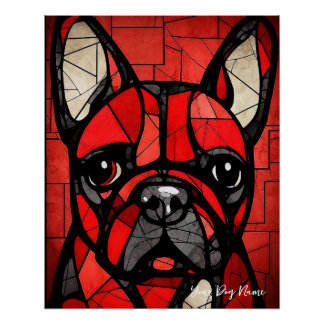 Der französische Bulldog-Hund, Red and Black 002 - Poster