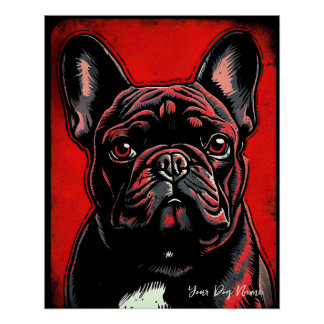 Der französische Bulldog-Hund, Red and Black 004 - Poster