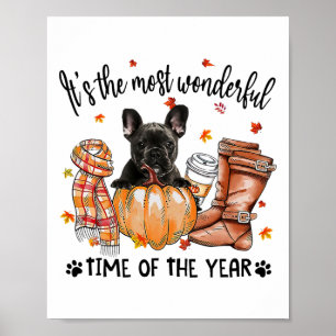 Der französische Bulldogge Herbst Erntedank ist de Poster