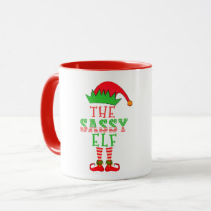 Der freche Elf Weihnachts-Familien-Matching-Pyjama Tasse