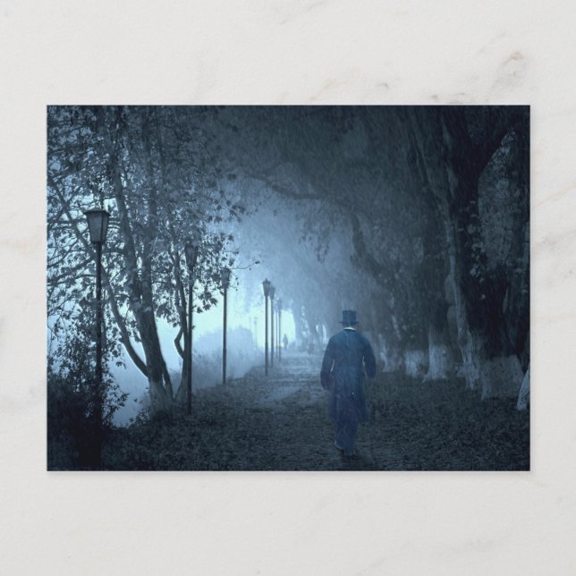 Der Fremde im Park im Nebel Postkarte (Vorderseite)