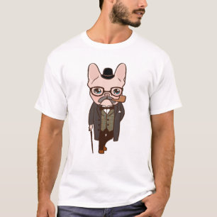 Der Frenchie Herr macht einen Spaziergang nach dem T-Shirt