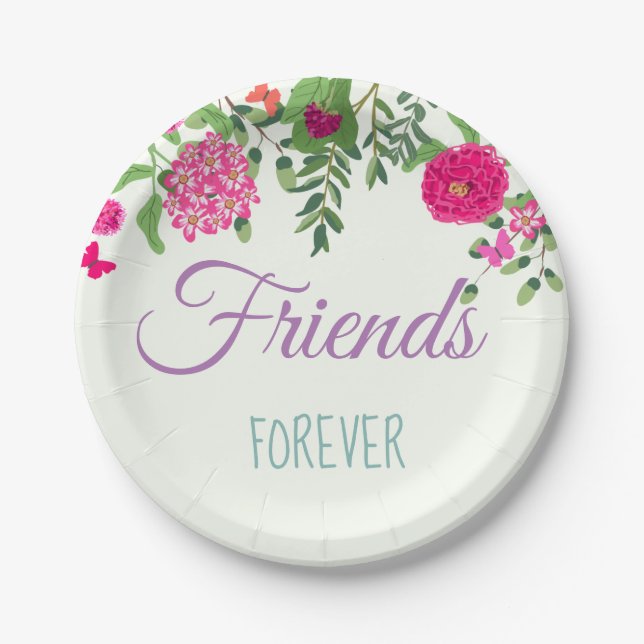 Der Freunde bunte Blumen und Schmetterlinge für Pappteller (Vorderseite)