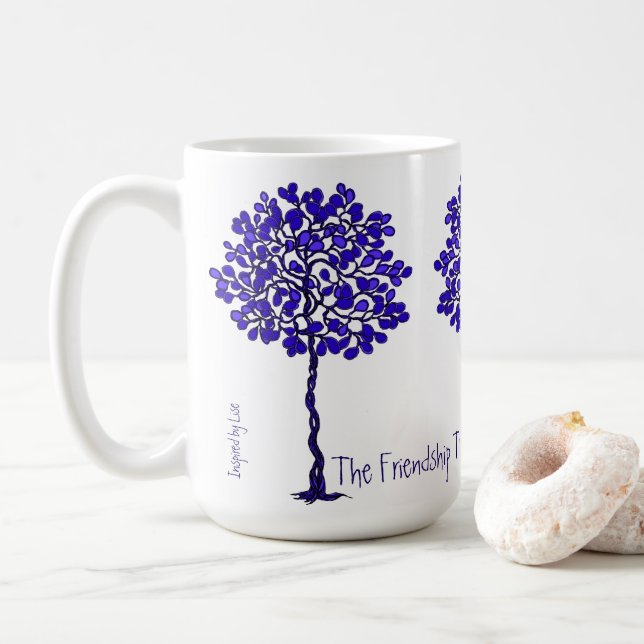 Der Freundschaftsbaum - Blau und Weiß Tasse (Mit Donut)