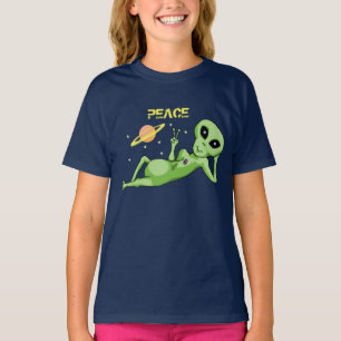 Der Friedensalien-Mädchen verurteilen Jersey-T - T-Shirt
