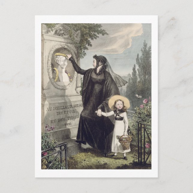 Der Friedhof von Pere Lachaise, gedruckt von Charl Postkarte (Vorderseite)