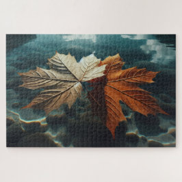 Der friedliche Tanz der Herbstblätter in kühlen Ge Puzzle