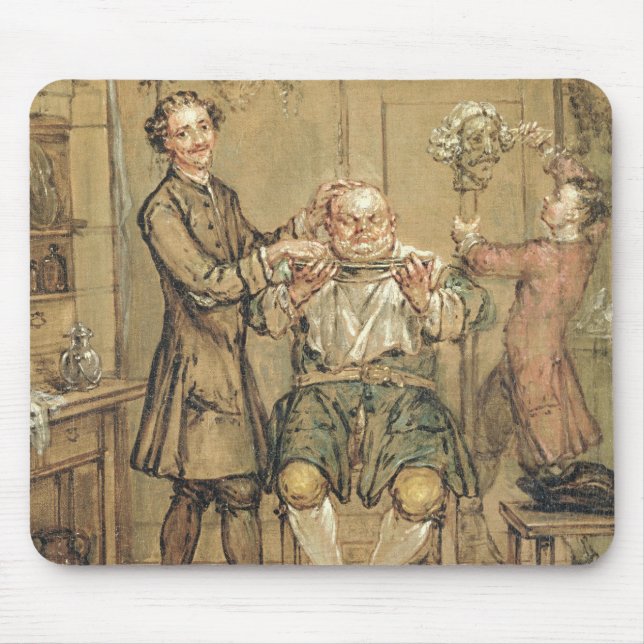 Der Friseur, c.1760-69 (Öl auf Leinwand) Mousepad (Vorne)