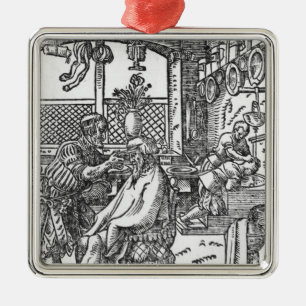 Der Friseur Silbernes Ornament