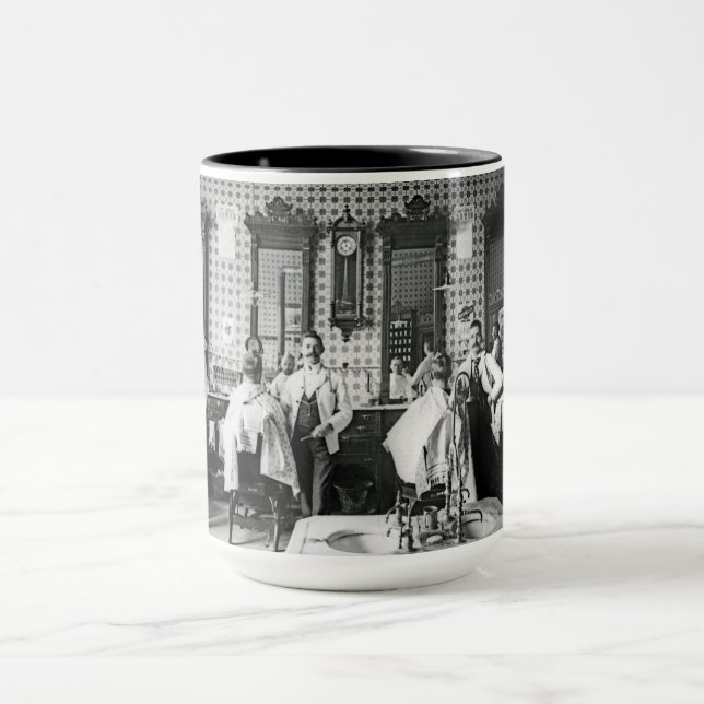 der Friseursalon-Friseursalon-Fotografie 1890's Tasse (Zentrum)