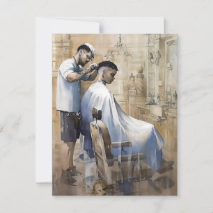 Der Friseursalon in Aquarell Feiertagskarte