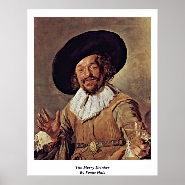 Der frohe Drinker von Frans Hals Poster (Vorne)