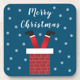 Der frohe Weihnachtsmann steckt in einem Kamin Getränkeuntersetzer