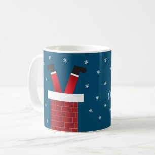 Der frohe Weihnachtsmann steckt in einem Kamin Kaffeetasse