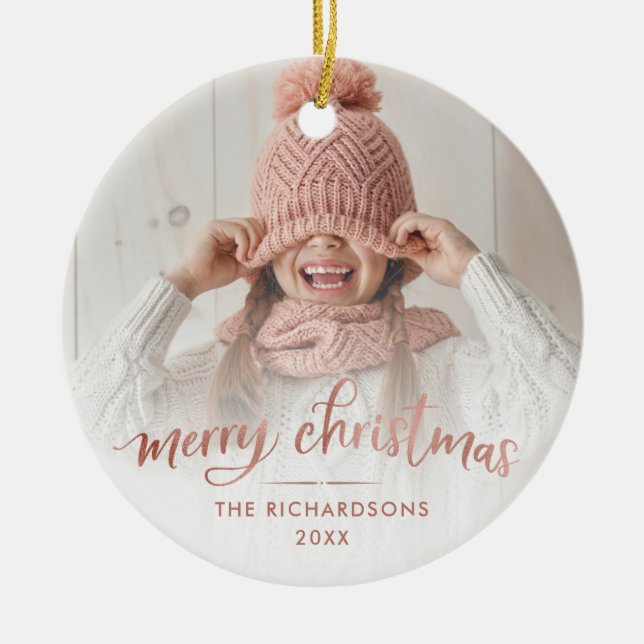 Der frohen Weihnacht-| Foto Rosen-Goldder Keramik Ornament (Vorne)