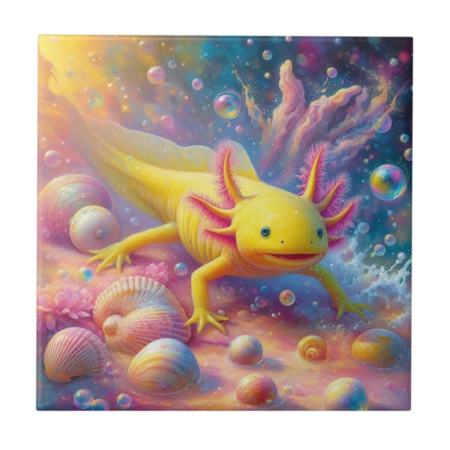 Der Fröhliche Axolotl Fliese (Vorderseite)