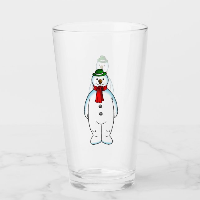 Der fröhliche Schneemann auf einem Weihnachtsglass Glas (Vorderseite)