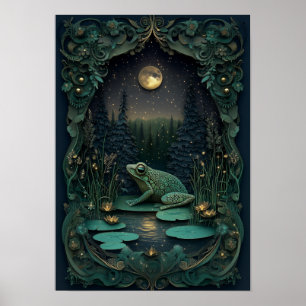 Der Frosch Sommernachtswaldkunst Poster