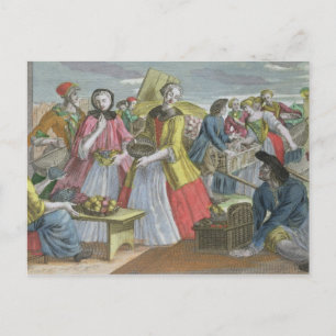 Der Fruchtmarkt (farbige Gravur) Postkarte