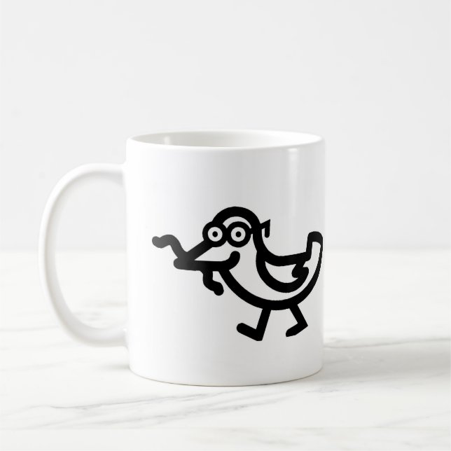 Der Frühaufsteher fängt den Wurm Kaffeetasse (Links)