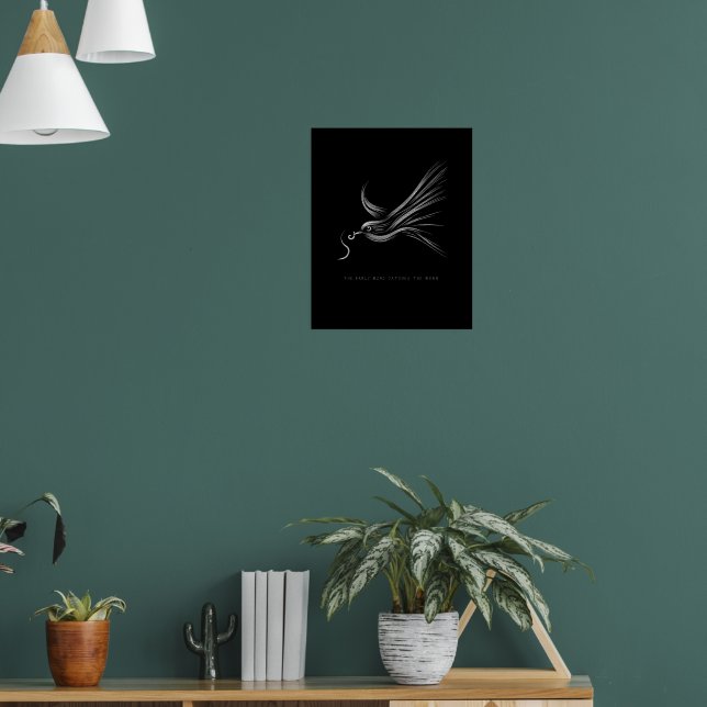 Der frühe Vogel fängt das Worm - Line Art Sprichwo Poster (Wohnzimmer 1)