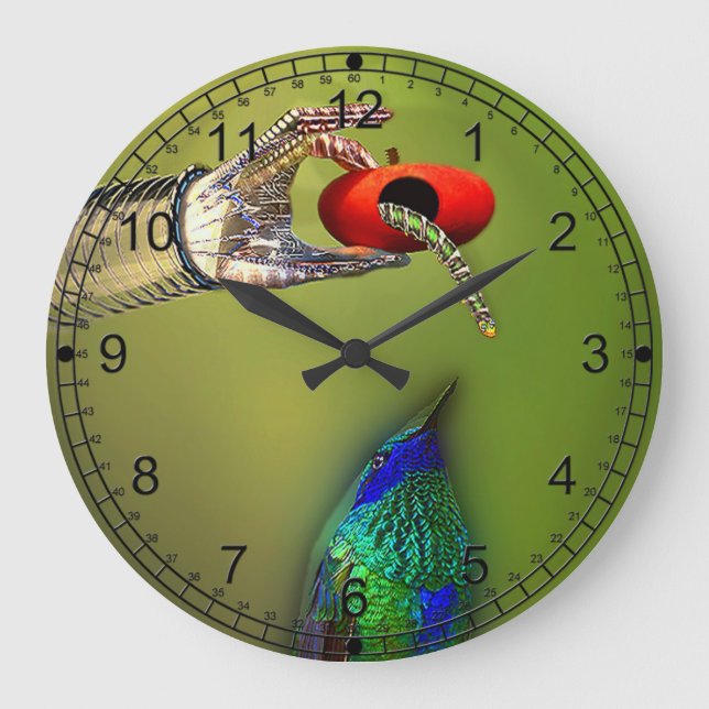 Der frühe Vogel Große Wanduhr (Vorderseite)