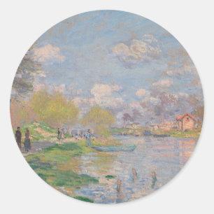 Der Frühling der Seine durch Monet Impressionist Runder Aufkleber