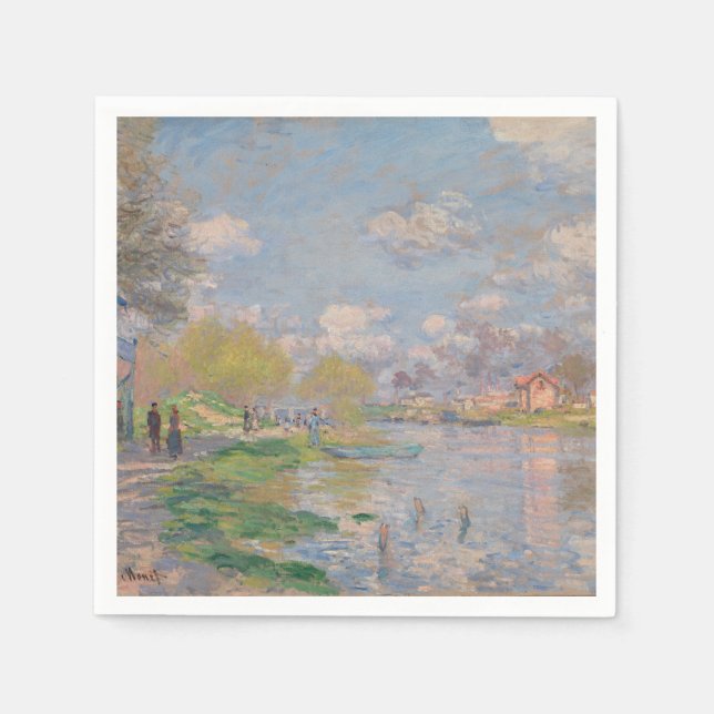 Der Frühling der Seine durch Monet Impressionist Serviette (Vorderseite)