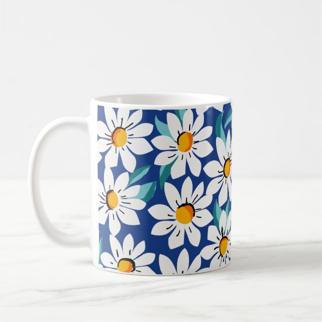 Der Frühling donnert: trendige Blumenmuster. Kaffeetasse (Links)