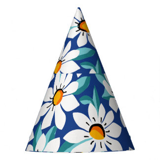 Der Frühling donnert: trendige Blumenmuster. Partyhütchen