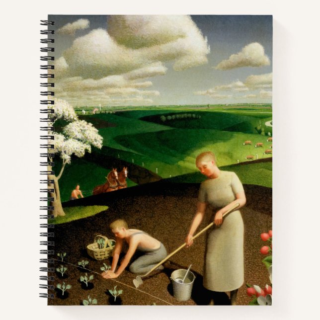 Der Frühling im Land durch Grant Wood Notizbuch (Vorderseite)