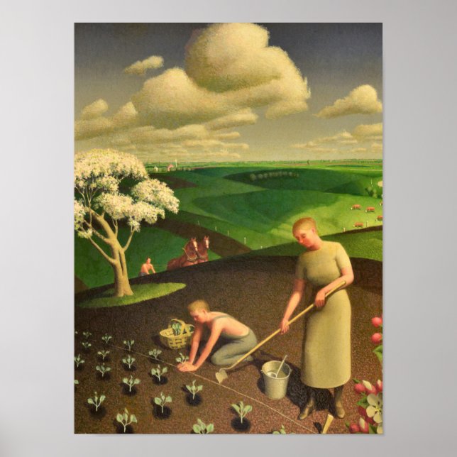 Der Frühling im Land durch Grant Wood Poster (Vorne)