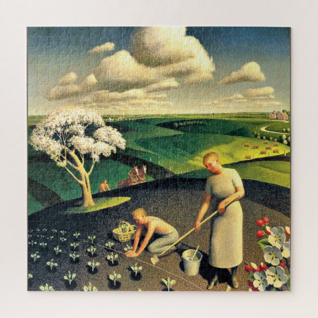 Der Frühling im Land durch Grant Wood Puzzle (Vertikal)