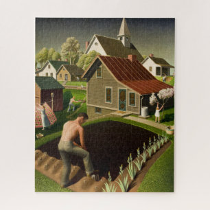 Der Frühling in der Stadt von Grant Wood Puzzle