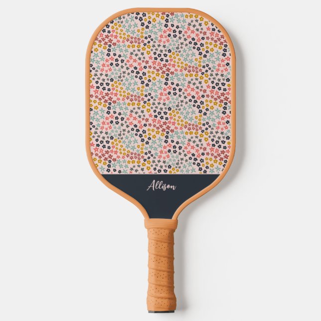 Der Frühling ist da! Rosa Monogramm hinzufügen Pickleball Schläger (Vorderseite)